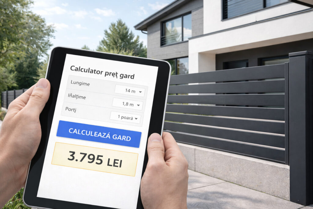 Calculator preț gard cu buton Calculează gard și estimare instant
